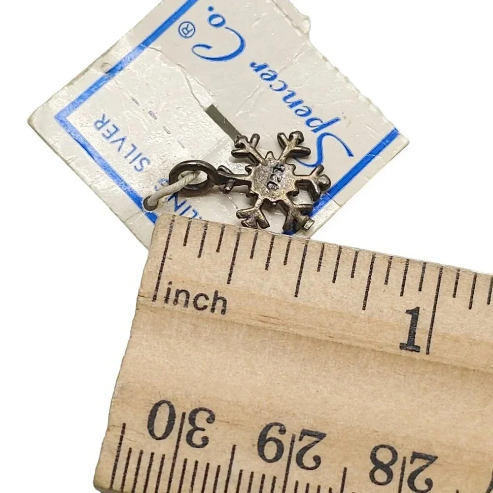 Spencer Co 925 Sterling Silver Snowflake Charm Pendant Vintage Needs Polish